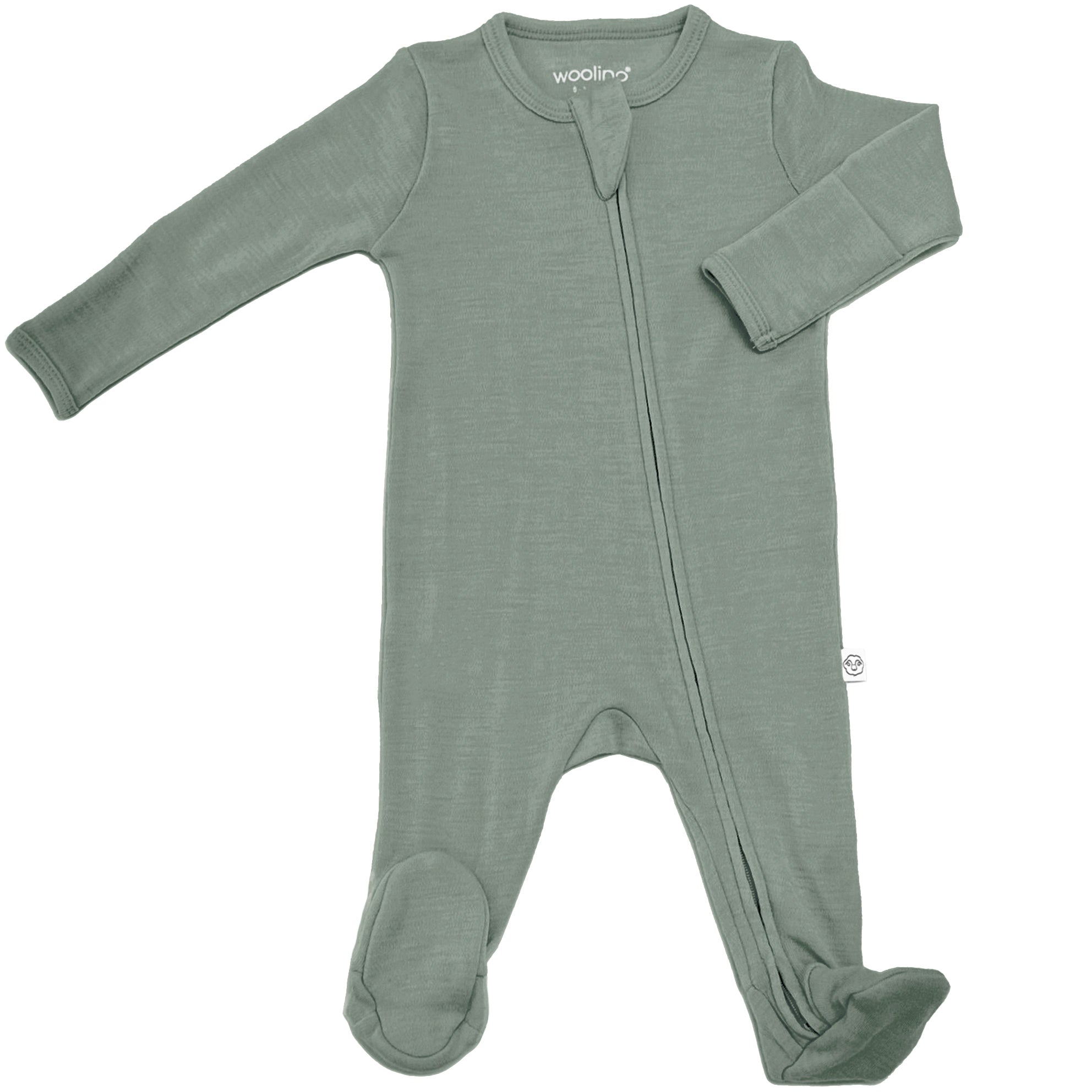 Footie Pajamas, Merino Wool, Sage