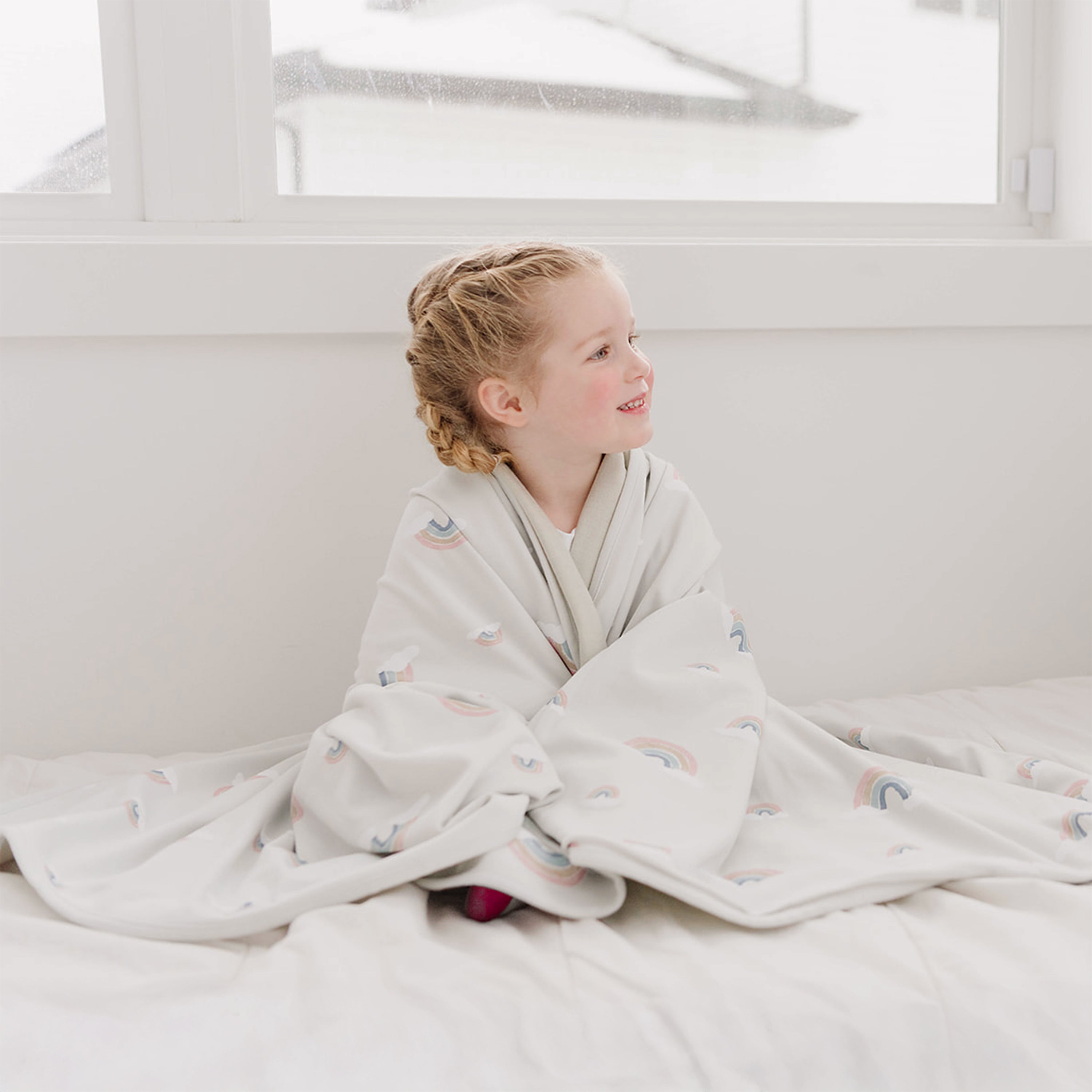 Toddler Blanket, 4 Season® Merino Wool & Organic Cotton Blanket, 52.5" x 40", Rainbow