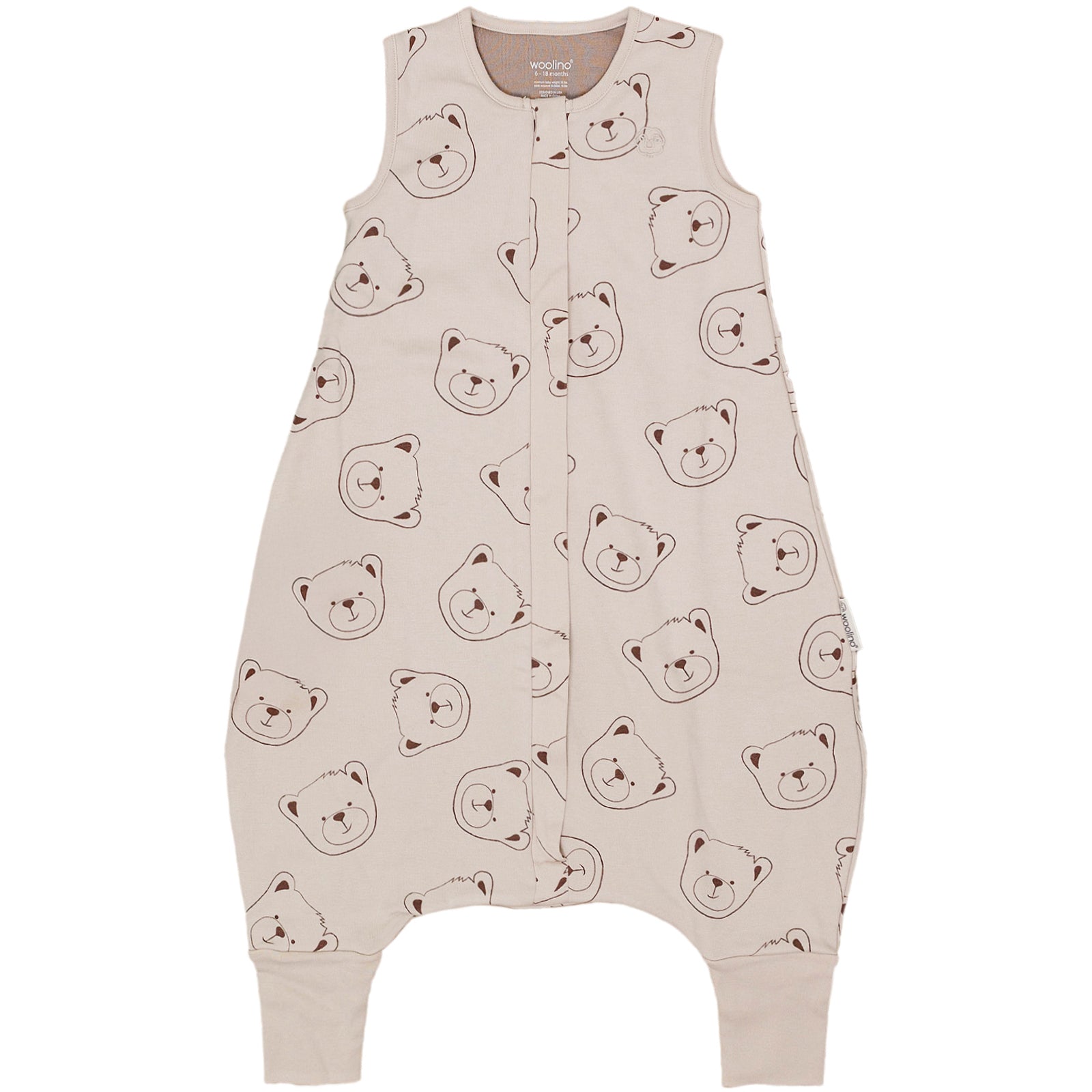 4 Season® Baby Sleep Bag with Feet, Merino Wool & Organic Cotton, Teddy Bear
