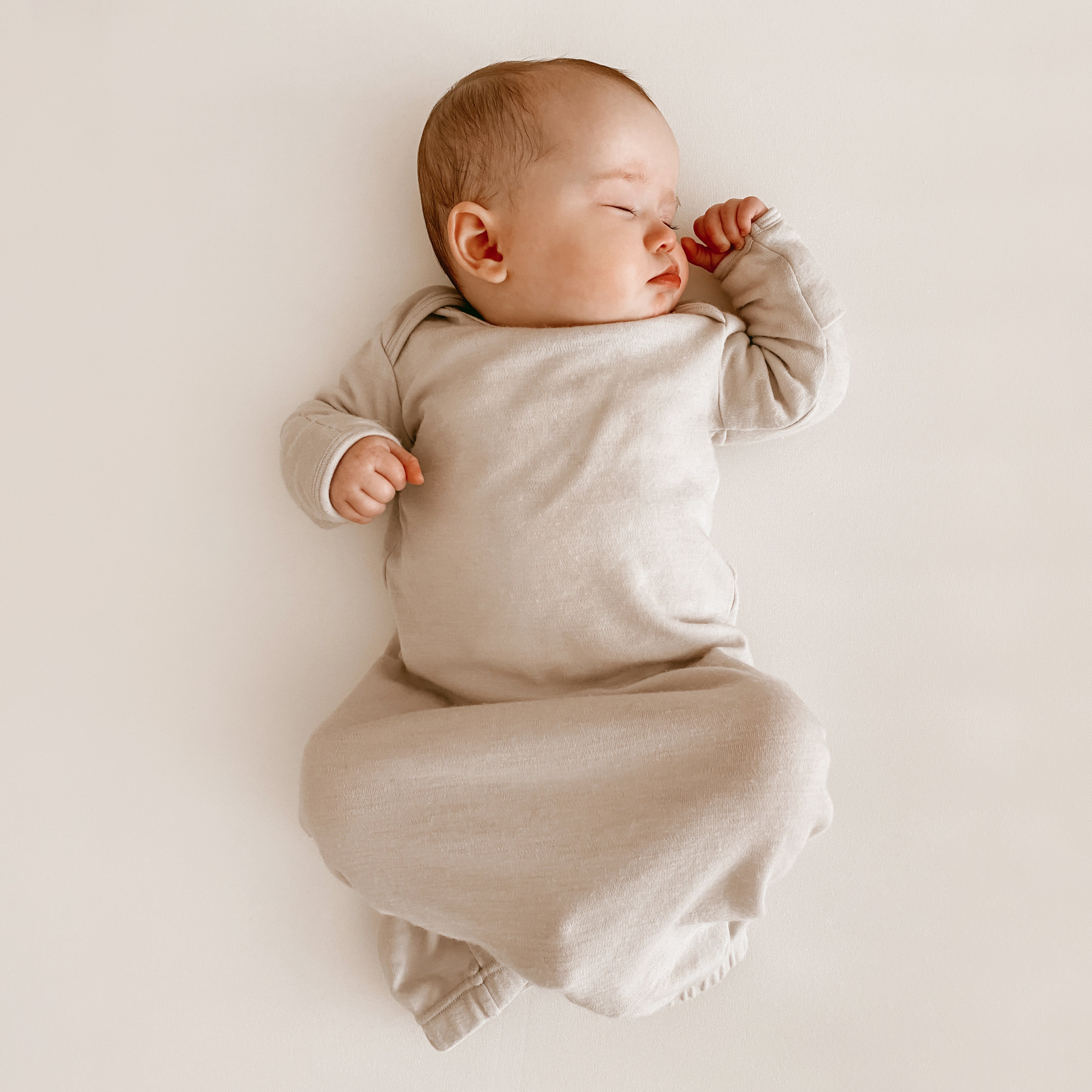 Alternative view of Baby Gown, Merino Wool, 0-6 Months, Oat