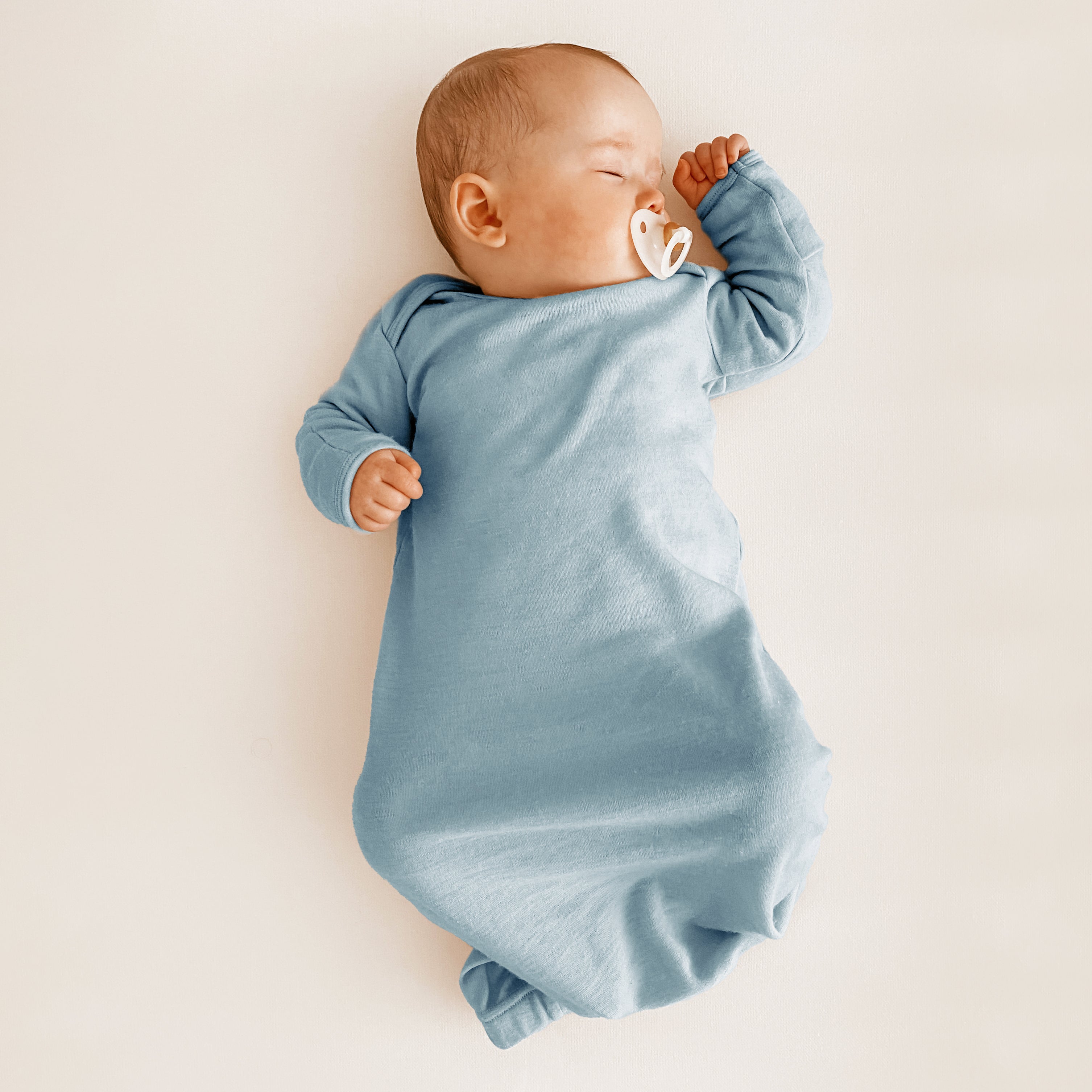 Alternative view of Baby Gown, Merino Wool, 0-6 Months, Blue