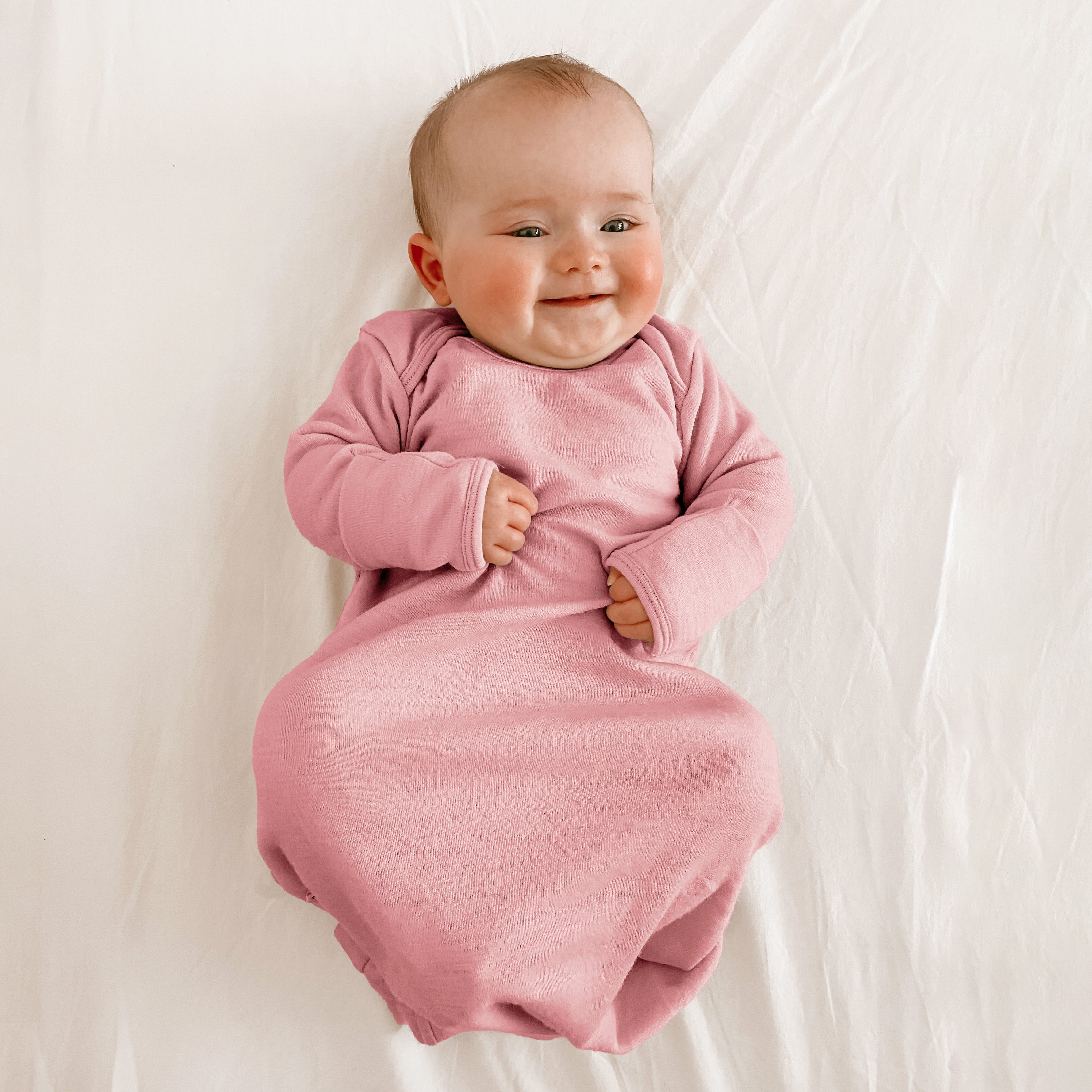 Alternative view of Baby Gown, Merino Wool, 0-6 Months, Blush