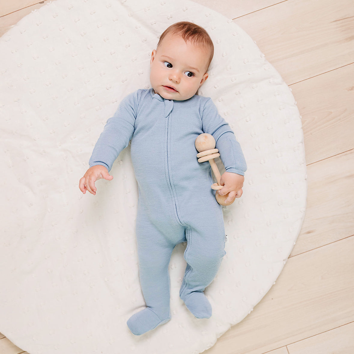 Alternative view of Footie Pajamas, Merino Wool, Blue