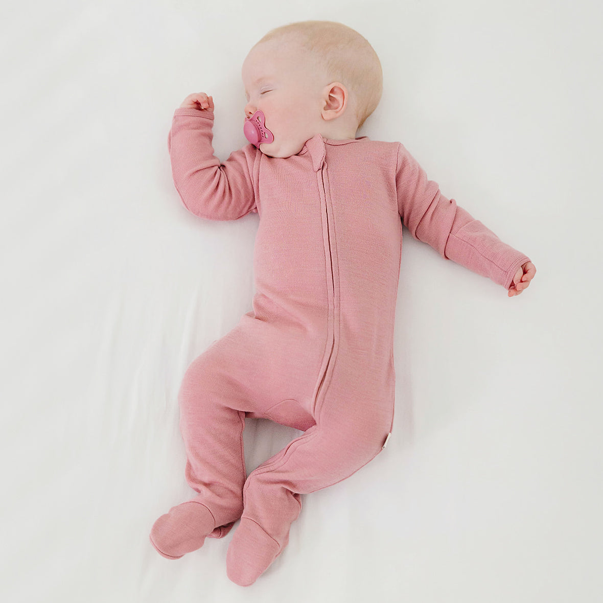 Alternative view of Footie Pajamas, Merino Wool, Blush