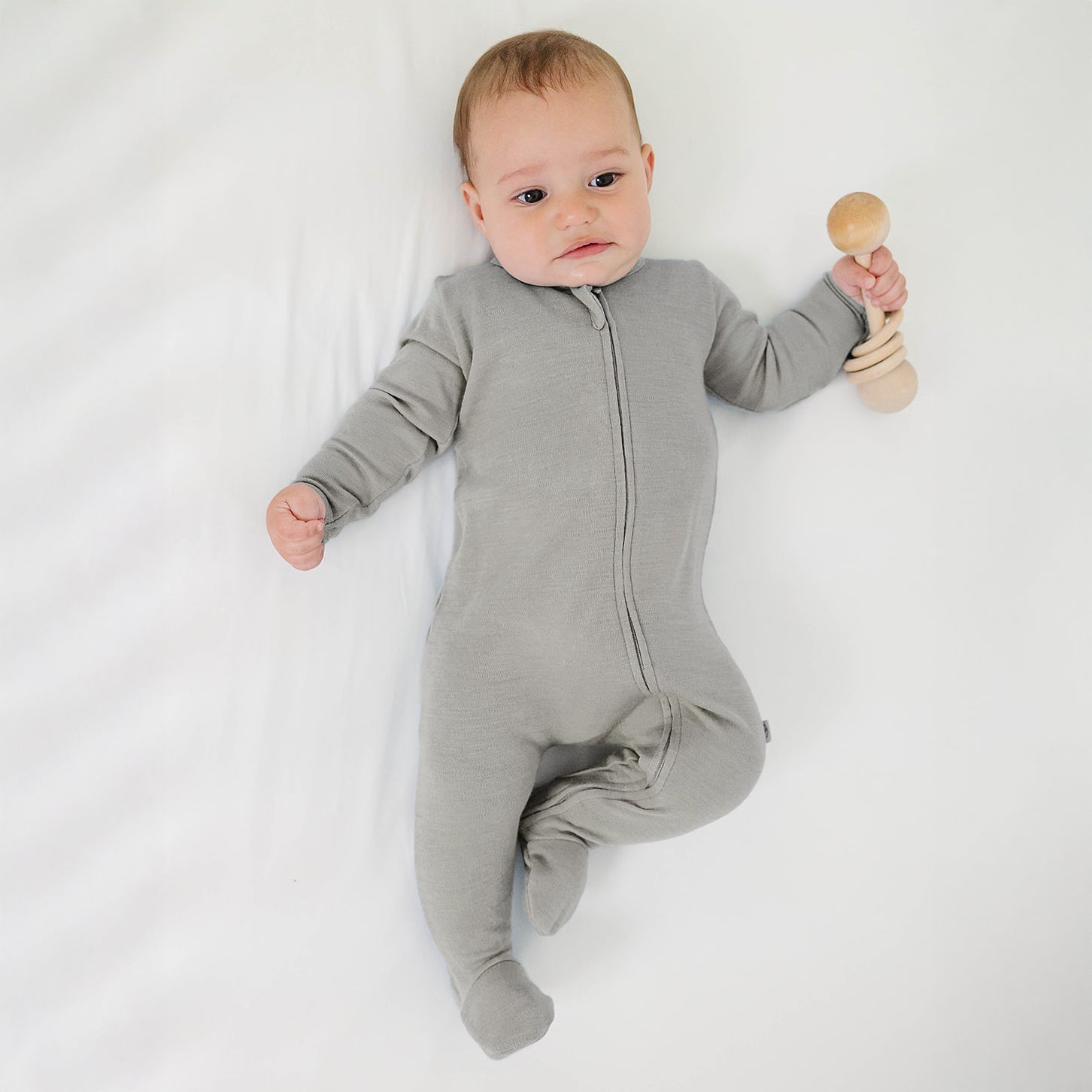 Alternative view of Footie Pajamas, Merino Wool, Dove