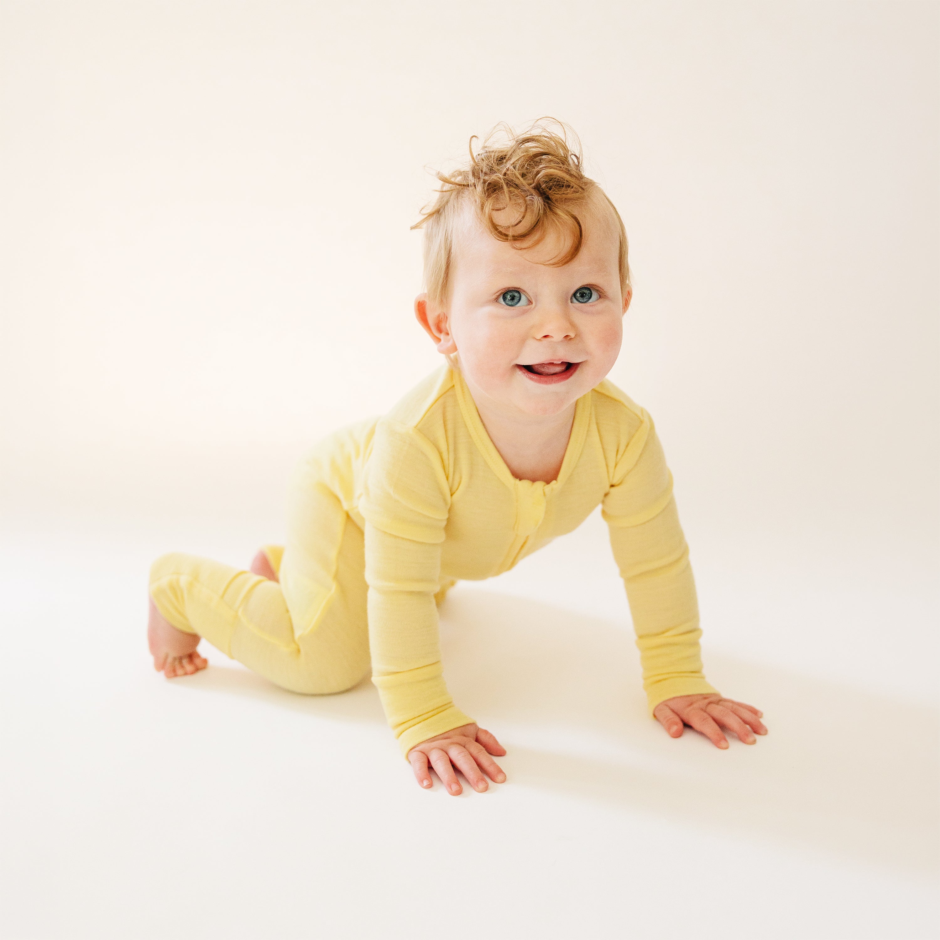 Alternative view of Convertible Baby Romper, Footless Pajamas, Merino Wool, Banana