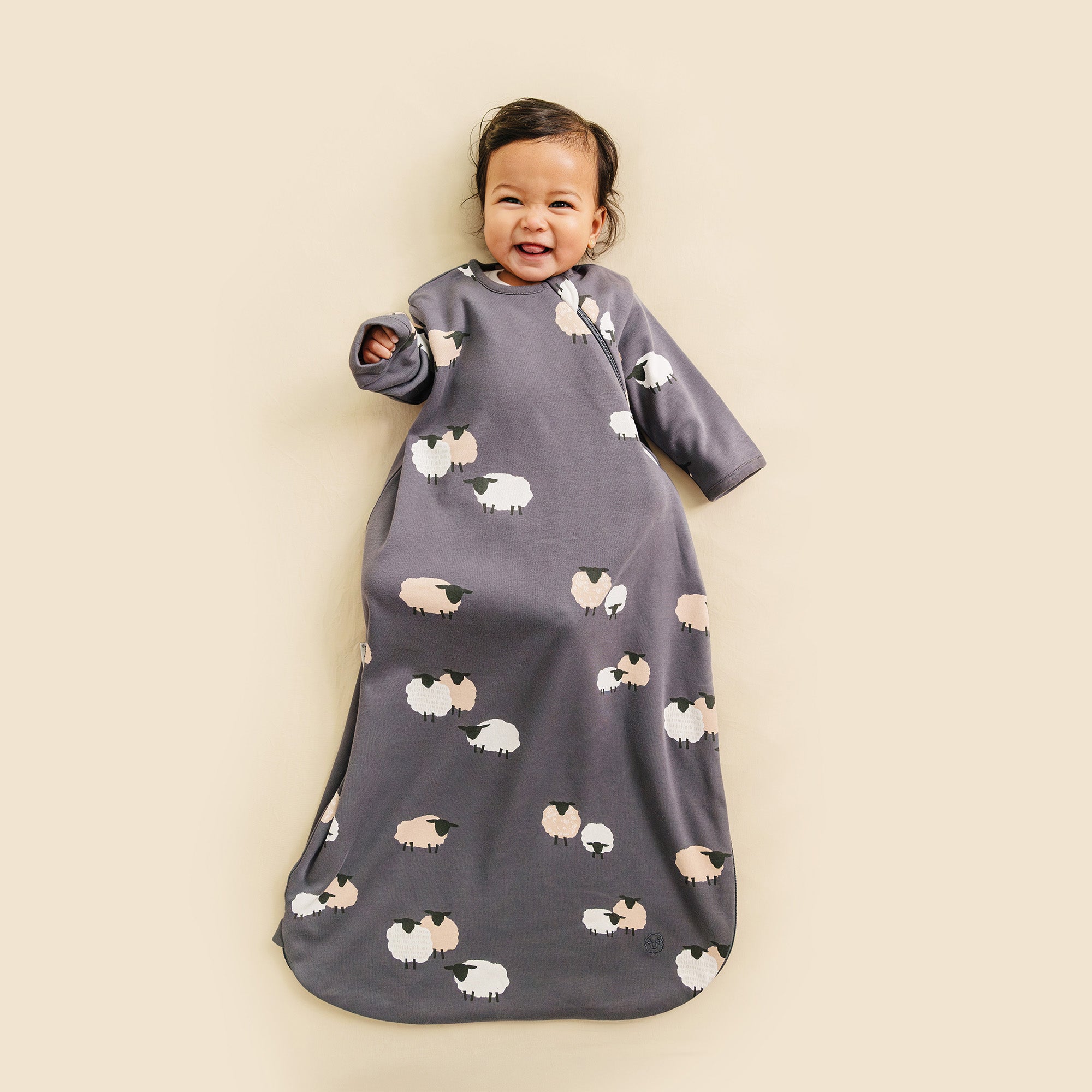Alternative view of Slumber Sack, Baby Sleep Bag with Sleeves, Merino Wool & Organic Cotton, Sheep Slate