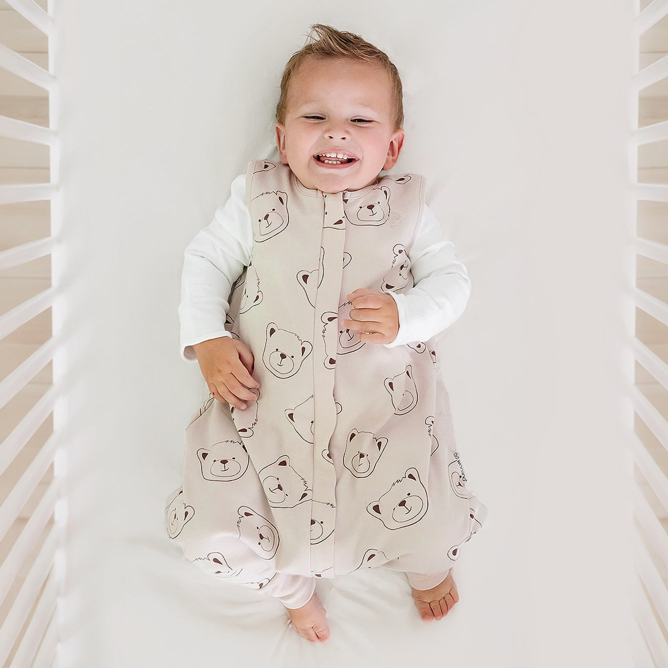 Alternative view of 4 Season® Baby Sleep Bag with Feet, Merino Wool & Organic Cotton, Teddy Bear