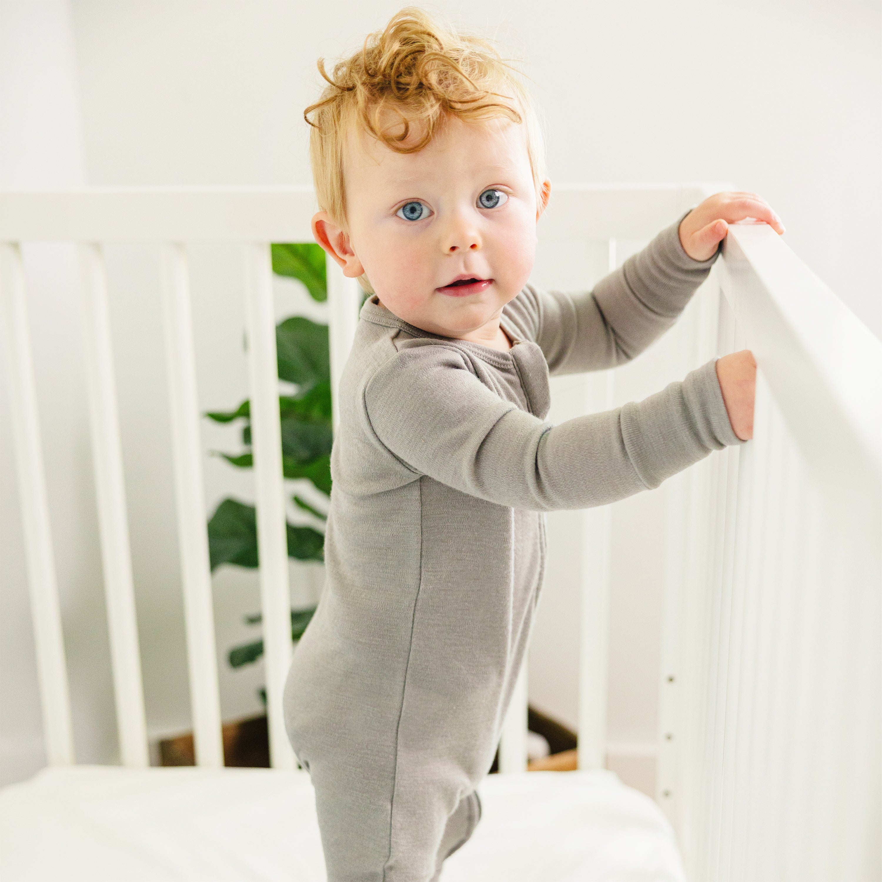 Alternative view of Convertible Baby Romper, Footless Pajamas, Merino Wool, Dove