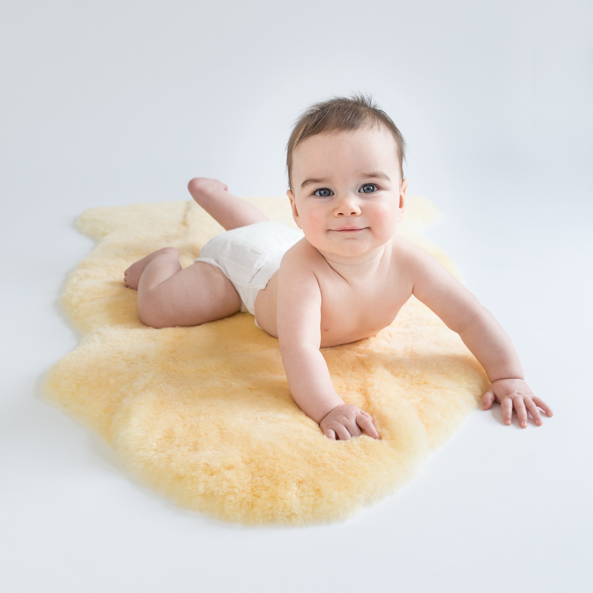 Alternative view of Sheepskin Rug for Babies, 100% Natural, Shorn Lambskin Wool, 2 x 3 Feet, Flax