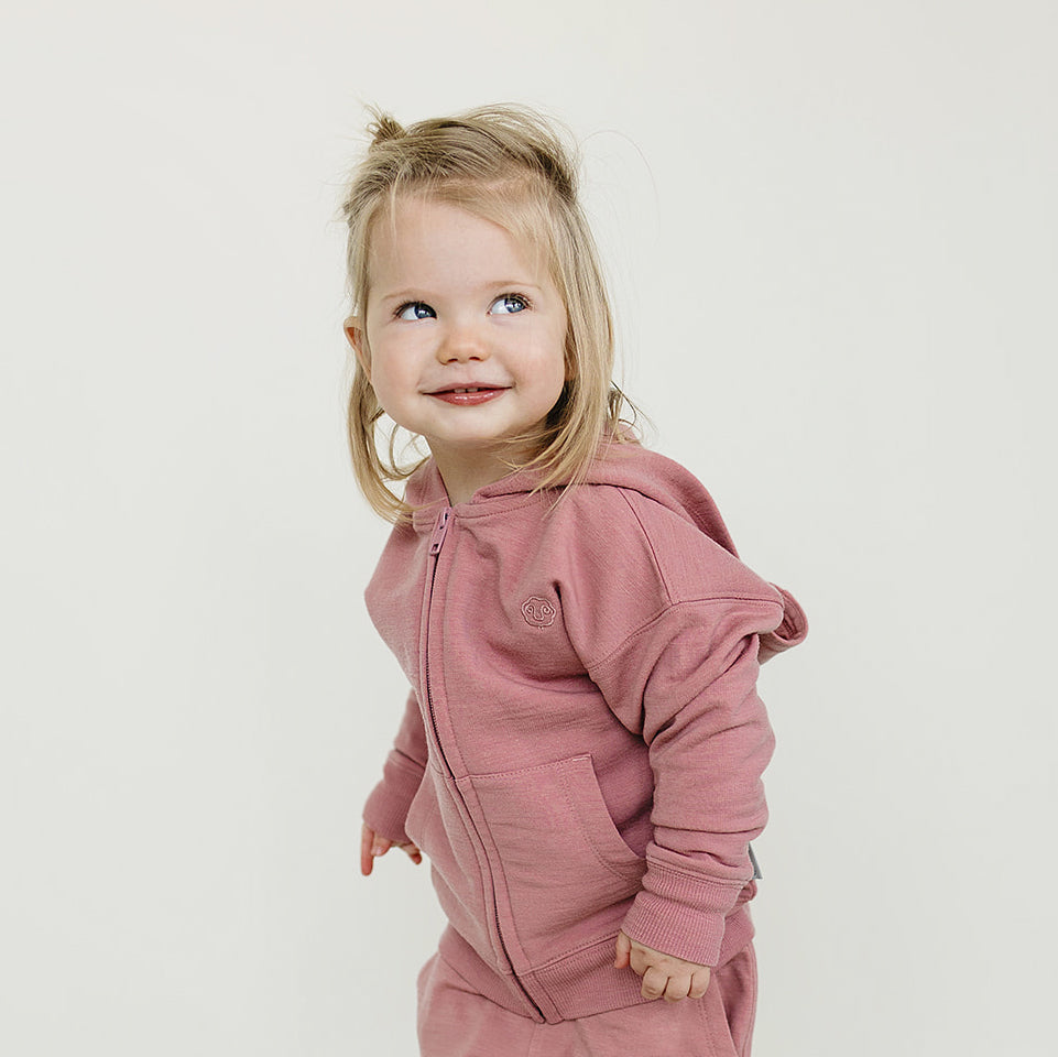 Alternative view of Kids Merino Wool Hoodie, Mauve Pink