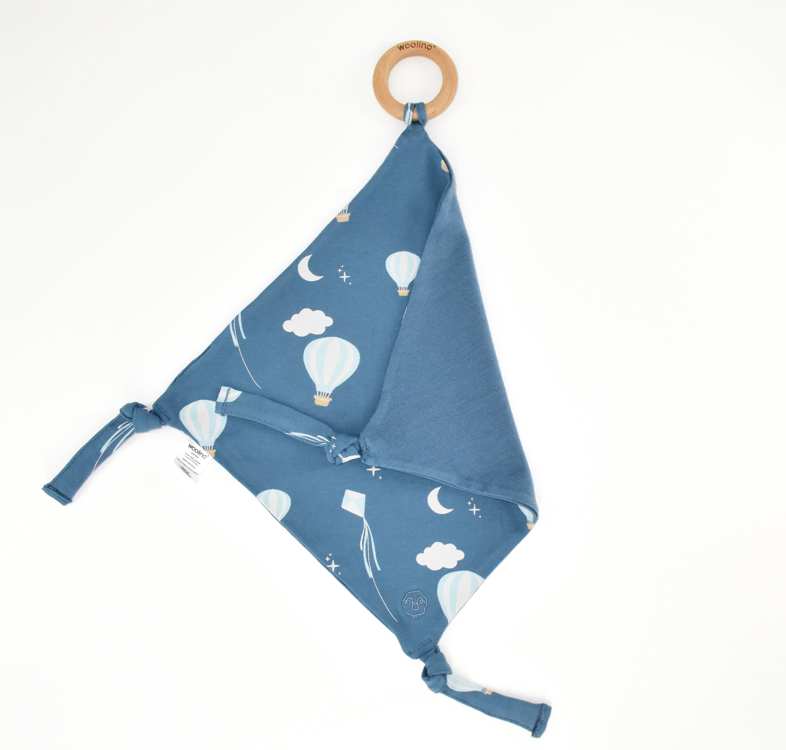 Alternative view of Lovey, Merino Wool and Organic Cotton with Removable Teething Ring, Hot Air Balloon