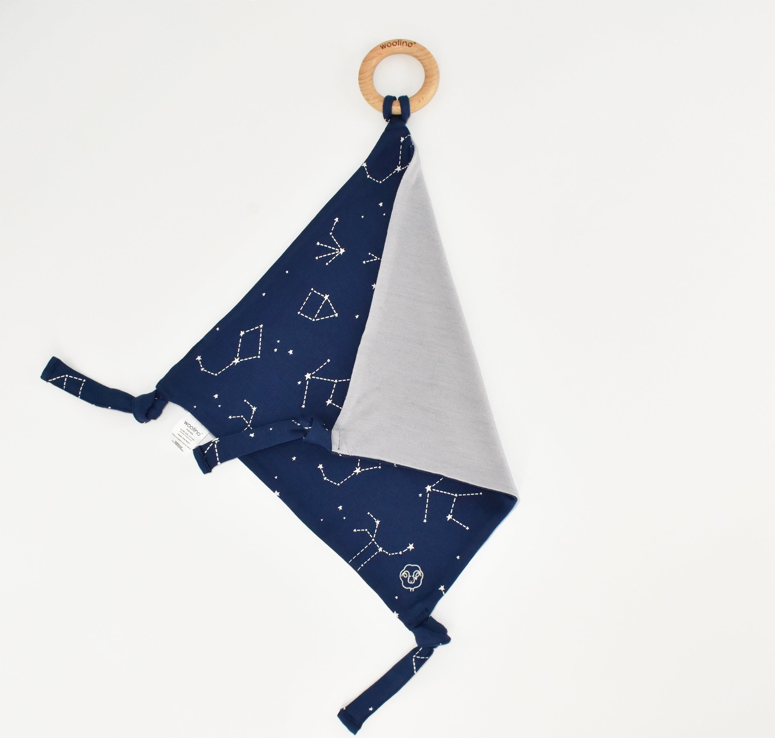 Alternative view of Lovey, Merino Wool and Organic Cotton with Removable Teething Ring, Night Sky™