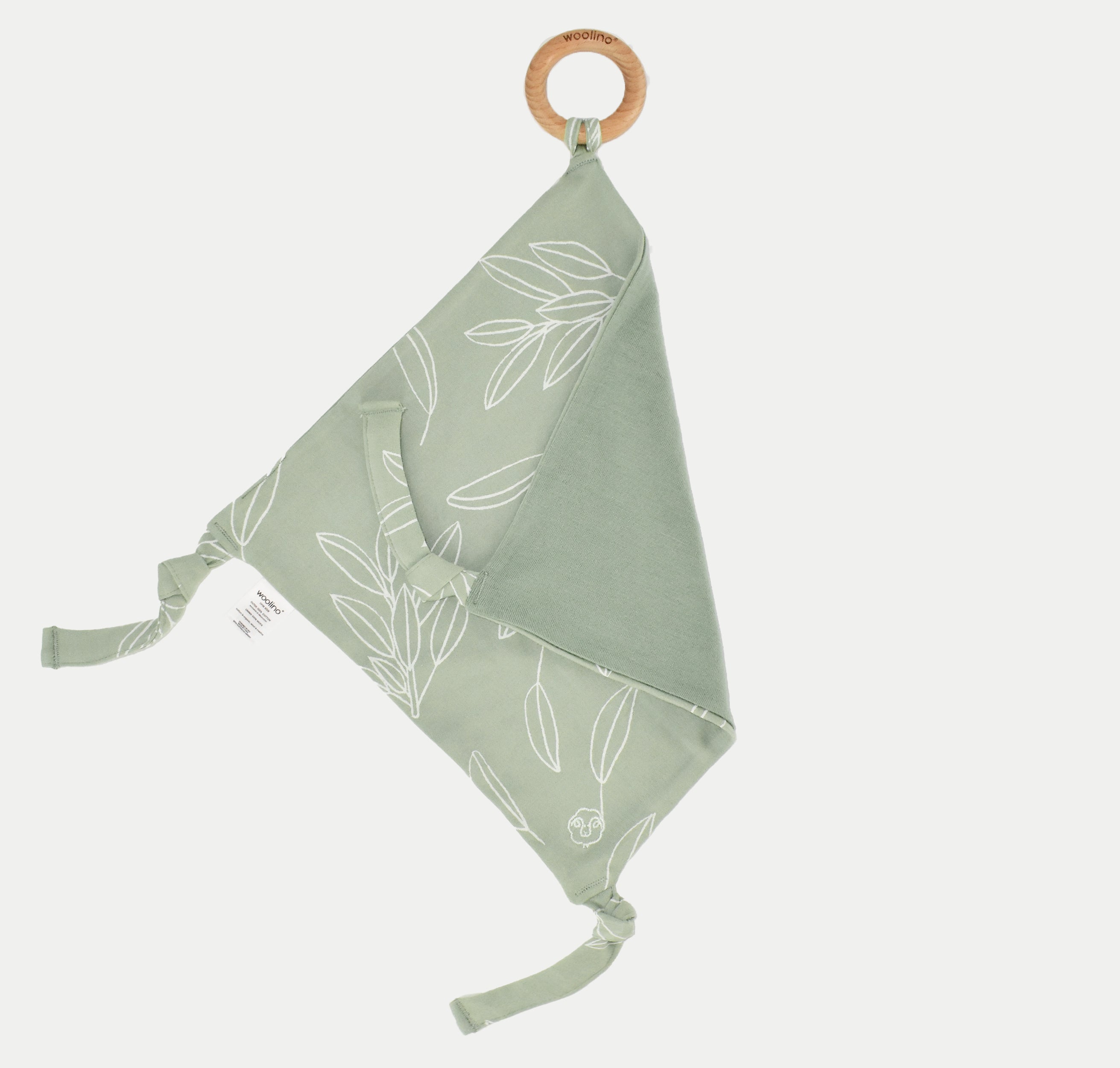Alternative view of Lovey, Merino Wool and Organic Cotton with Removable Teething Ring, Sage