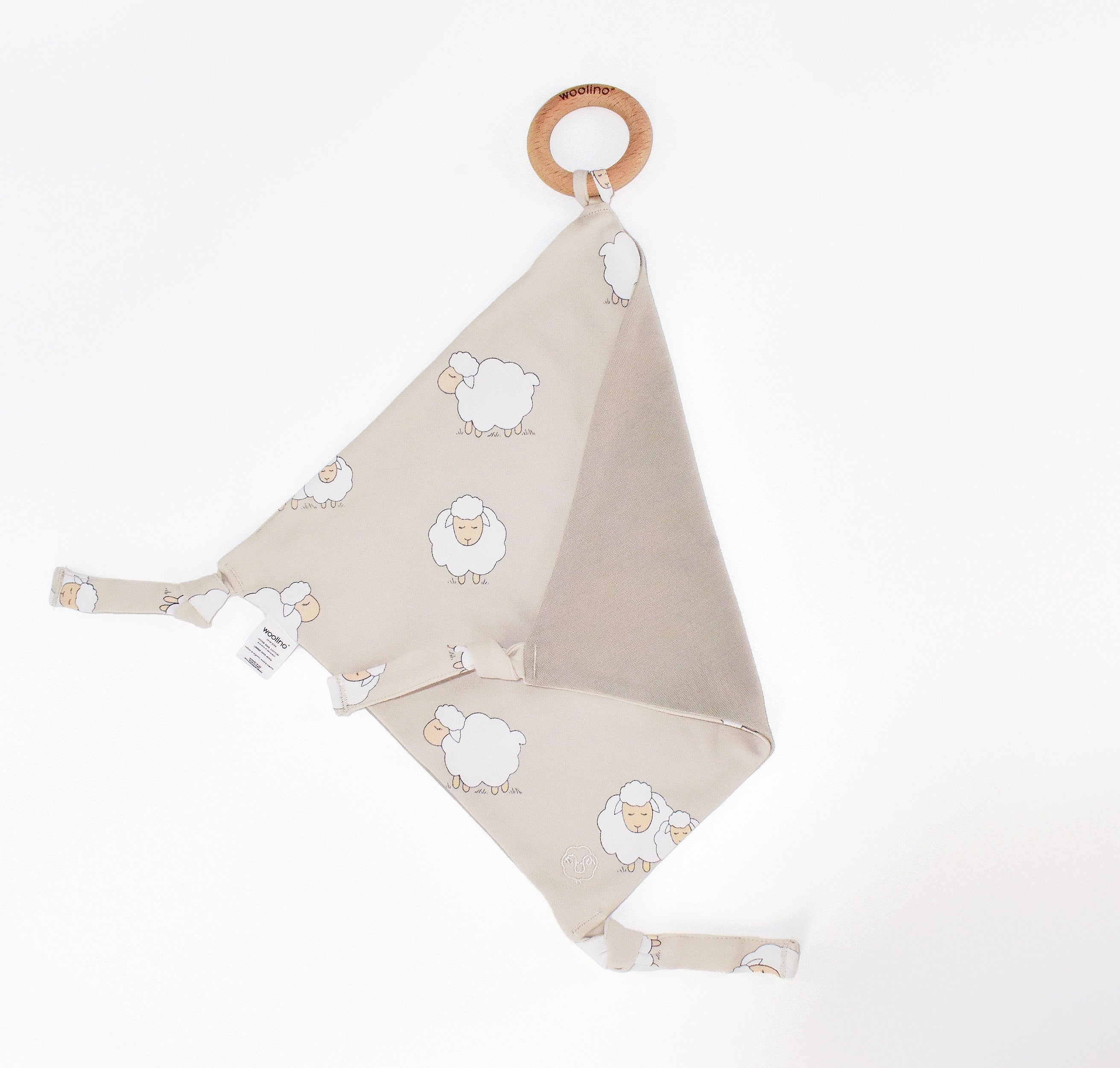 Alternative view of Lovey, Merino Wool and Organic Cotton with Removable Teething Ring, Sheep
