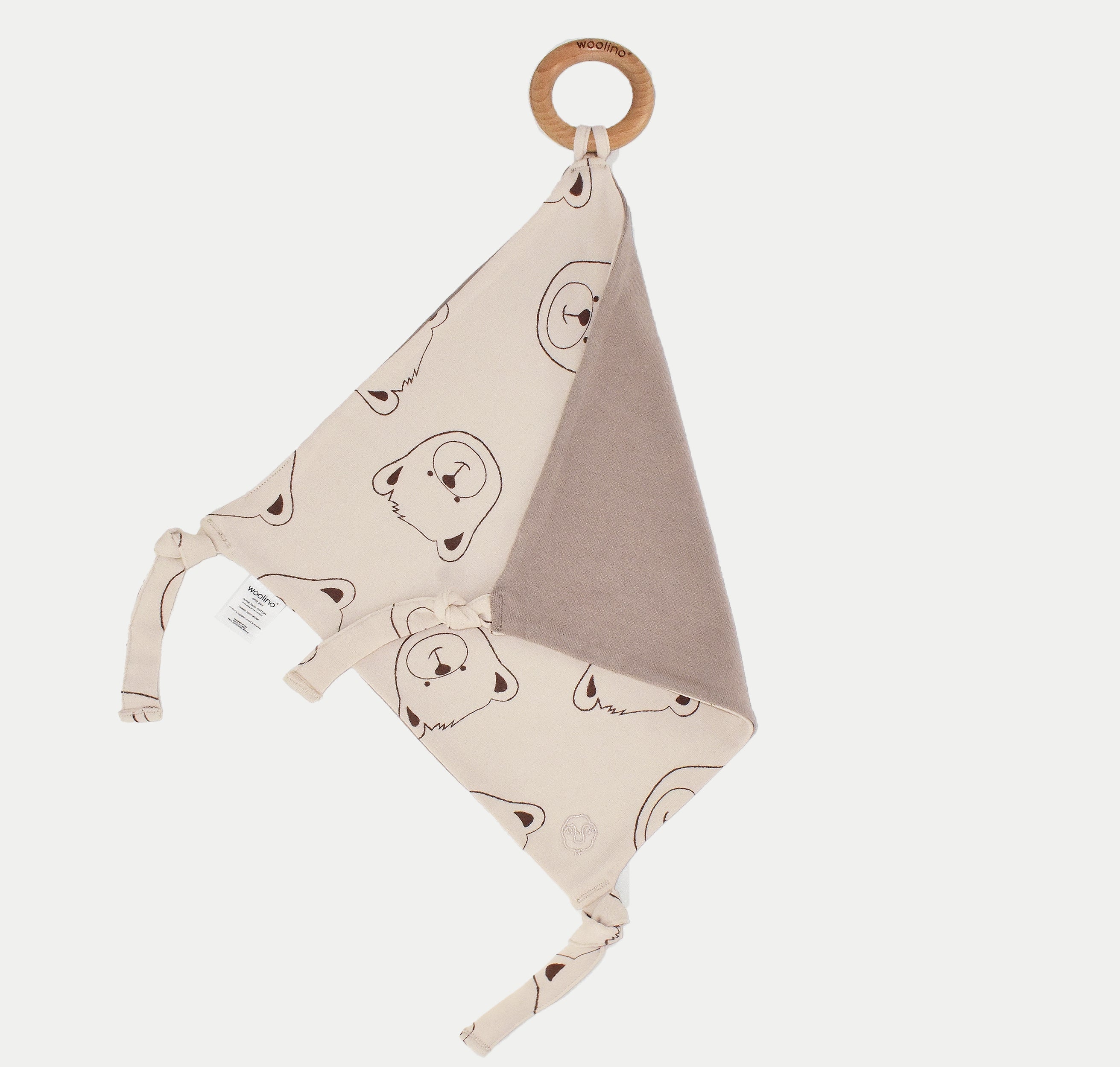 Alternative view of Lovey, Merino Wool and Organic Cotton with Removable Teething Ring, Teddy Bear