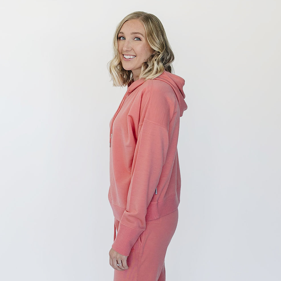 Alternative view of Women's Merino Wool Hoodie, Dusty Rose