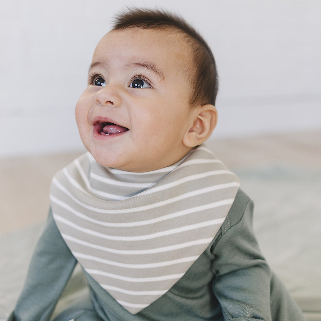 Alternative view of Bandana Bib Set, Merino Wool & Organic Cotton, Set of 2, Birch Gray