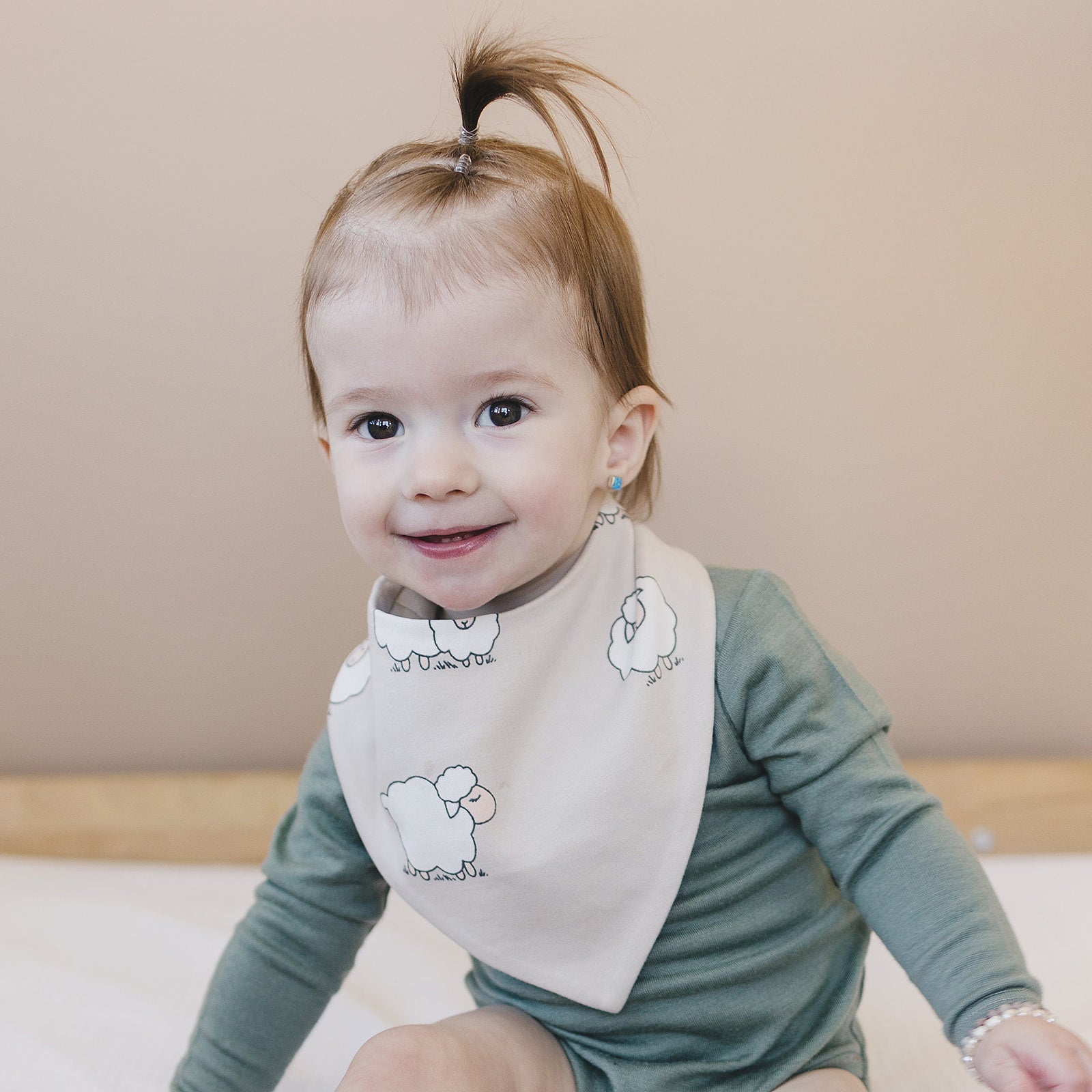 Alternative view of Bandana Bib Set, Merino Wool & Organic Cotton, Set of 2, Sheep