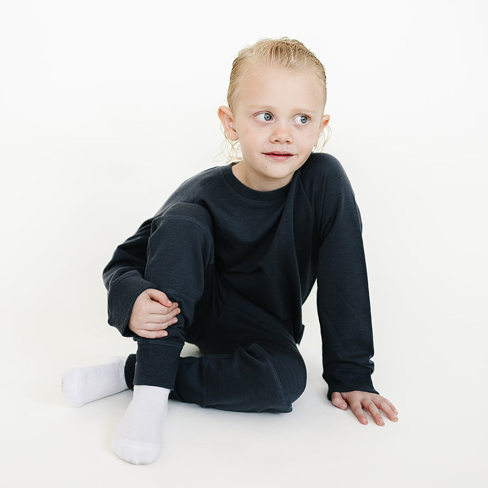Alternative view of Kids Merino Wool Joggers, Blueberry