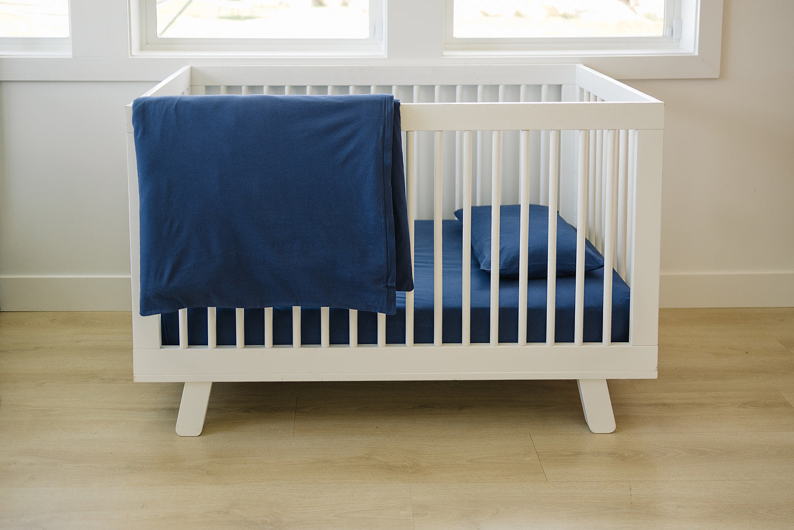 Alternative view of Ecolino® Crib Sheet, 100% Organic Cotton, Navy Blue